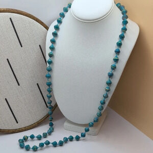 Turquoise Blue Long Beaded Bead 4 Life Uganda Necklace
